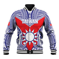 Personalised Taiwan Baseball Jacket Austronesian Tribal Tattoo Red - Polynesian Pride