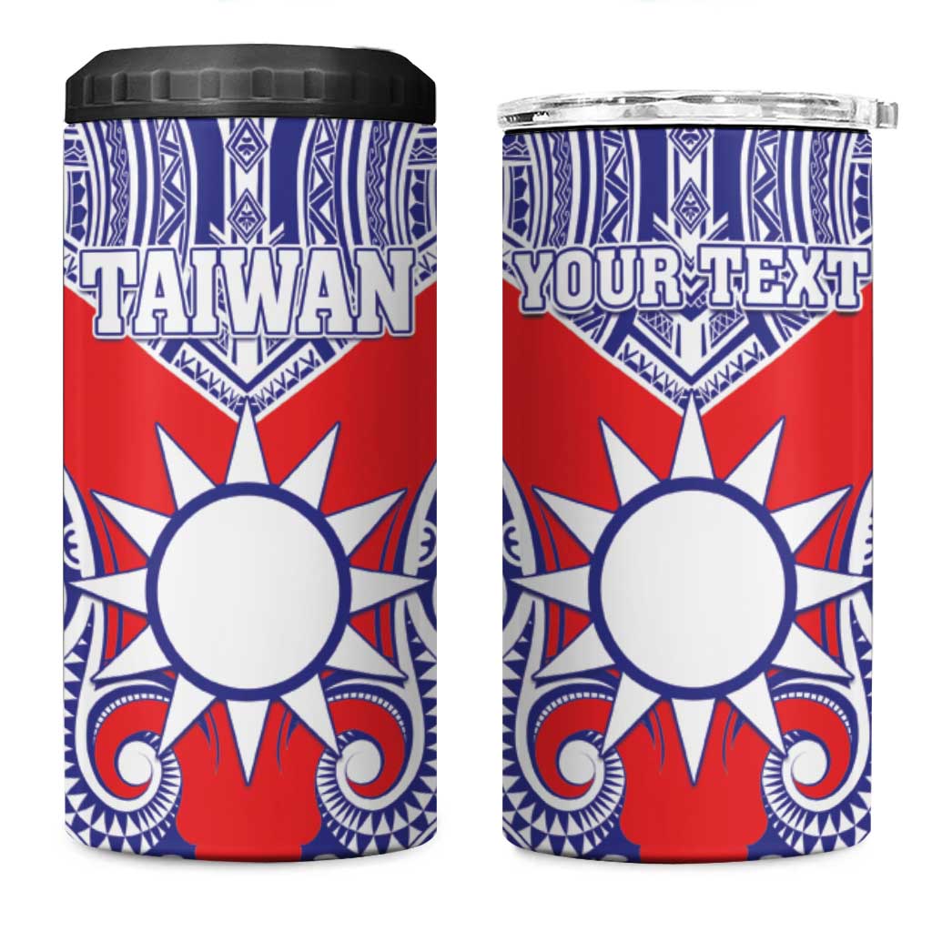 Personalised Taiwan 4 in 1 Can Cooler Tumbler Austronesian Tribal Tattoo Red - Polynesian Pride