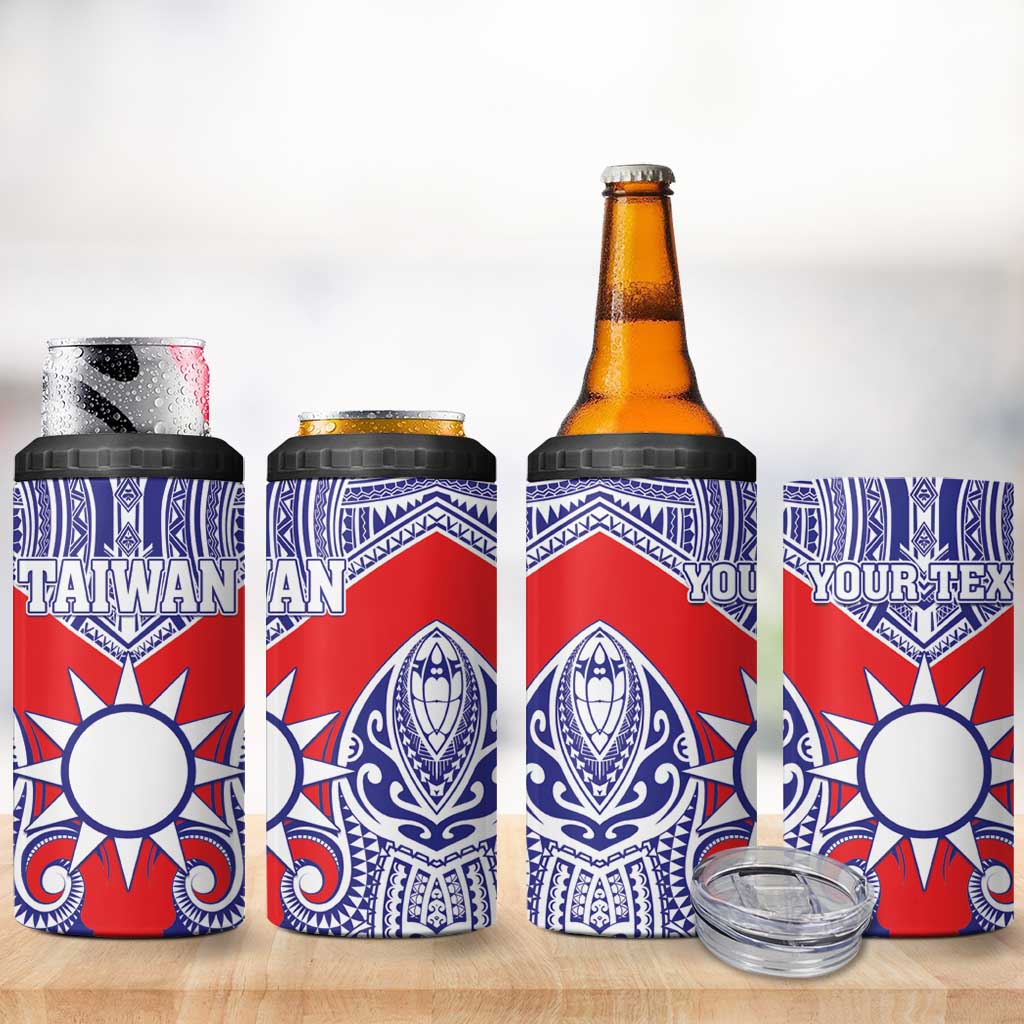 Personalised Taiwan 4 in 1 Can Cooler Tumbler Austronesian Tribal Tattoo Red - Polynesian Pride