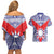 Personalised Taiwan Couples Matching Off Shoulder Short Dress and Hawaiian Shirt Austronesian Tribal Tattoo Red - Polynesian Pride