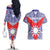 Personalised Taiwan Couples Matching Off The Shoulder Long Sleeve Dress and Hawaiian Shirt Austronesian Tribal Tattoo Red - Polynesian Pride