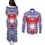 Personalised Taiwan Couples Matching Puletasi and Long Sleeve Button Shirt Austronesian Tribal Tattoo Red - Polynesian Pride