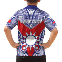 Personalised Taiwan Family Matching Long Sleeve Bodycon Dress and Hawaiian Shirt Austronesian Tribal Tattoo Red LT05 - Polynesian Pride