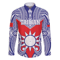 Personalised Taiwan Family Matching Long Sleeve Bodycon Dress and Hawaiian Shirt Austronesian Tribal Tattoo Red LT05 Dad's Shirt - Long Sleeve Red - Polynesian Pride