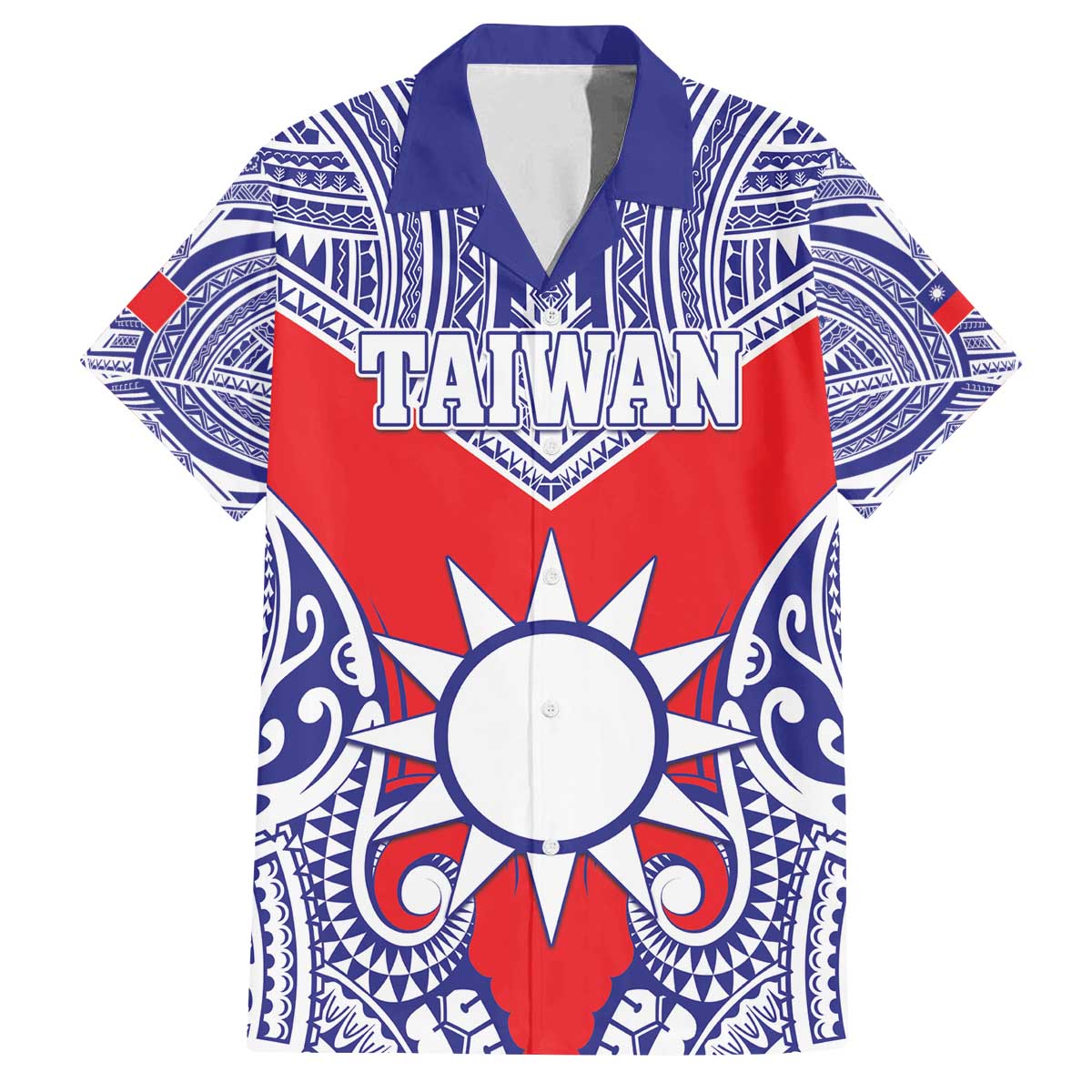Personalised Taiwan Family Matching Off The Shoulder Long Sleeve Dress and Hawaiian Shirt Austronesian Tribal Tattoo Red - Polynesian Pride