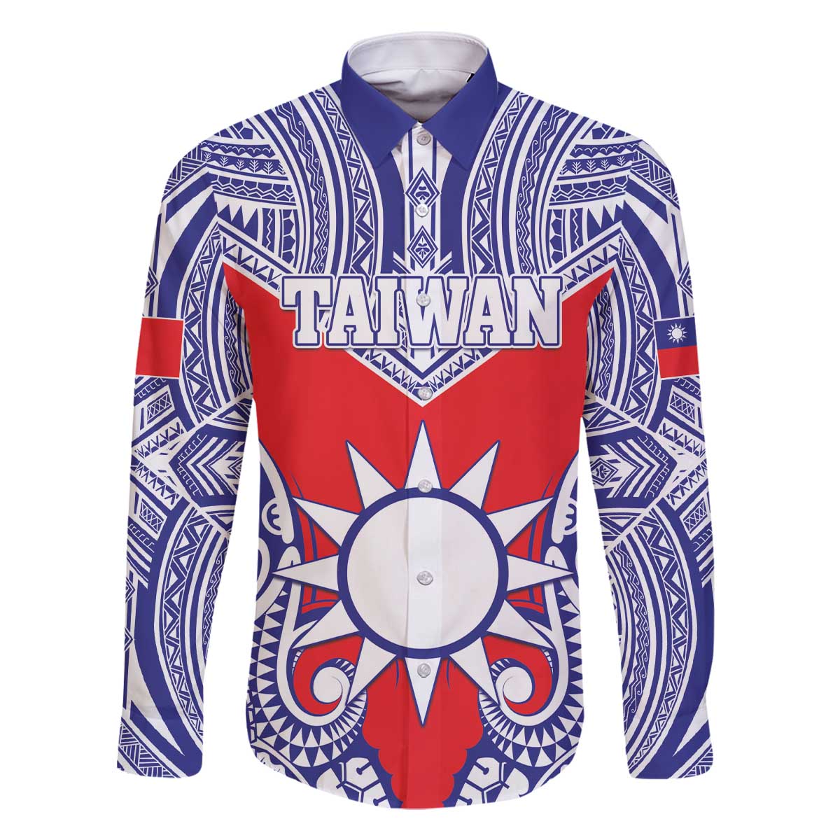 Personalised Taiwan Family Matching Off The Shoulder Long Sleeve Dress and Hawaiian Shirt Austronesian Tribal Tattoo Red - Polynesian Pride