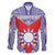 Personalised Taiwan Family Matching Off The Shoulder Long Sleeve Dress and Hawaiian Shirt Austronesian Tribal Tattoo Red - Polynesian Pride