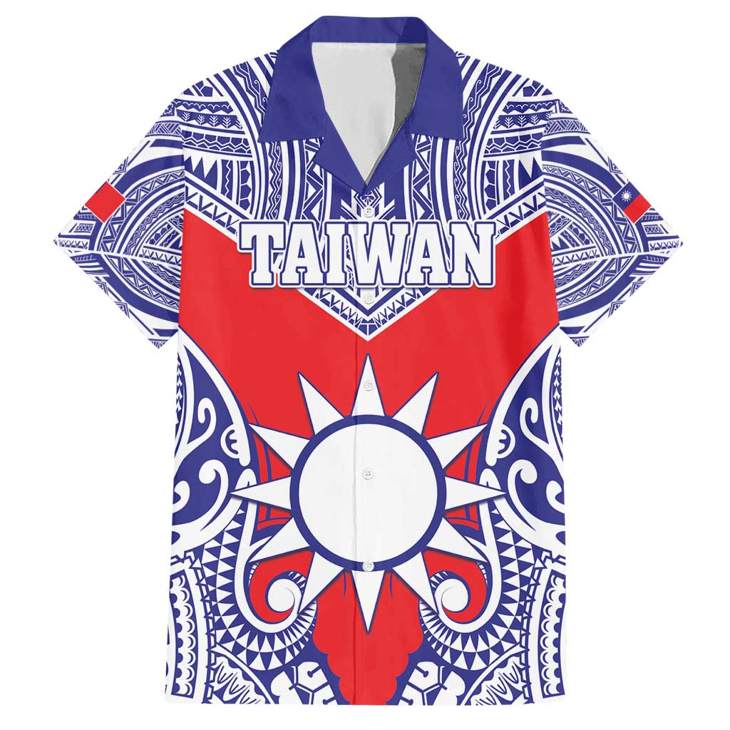 Personalised Taiwan Family Matching Short Sleeve Bodycon Dress and Hawaiian Shirt Austronesian Tribal Tattoo Red LT05 Dad's Shirt - Short Sleeve Red - Polynesian Pride