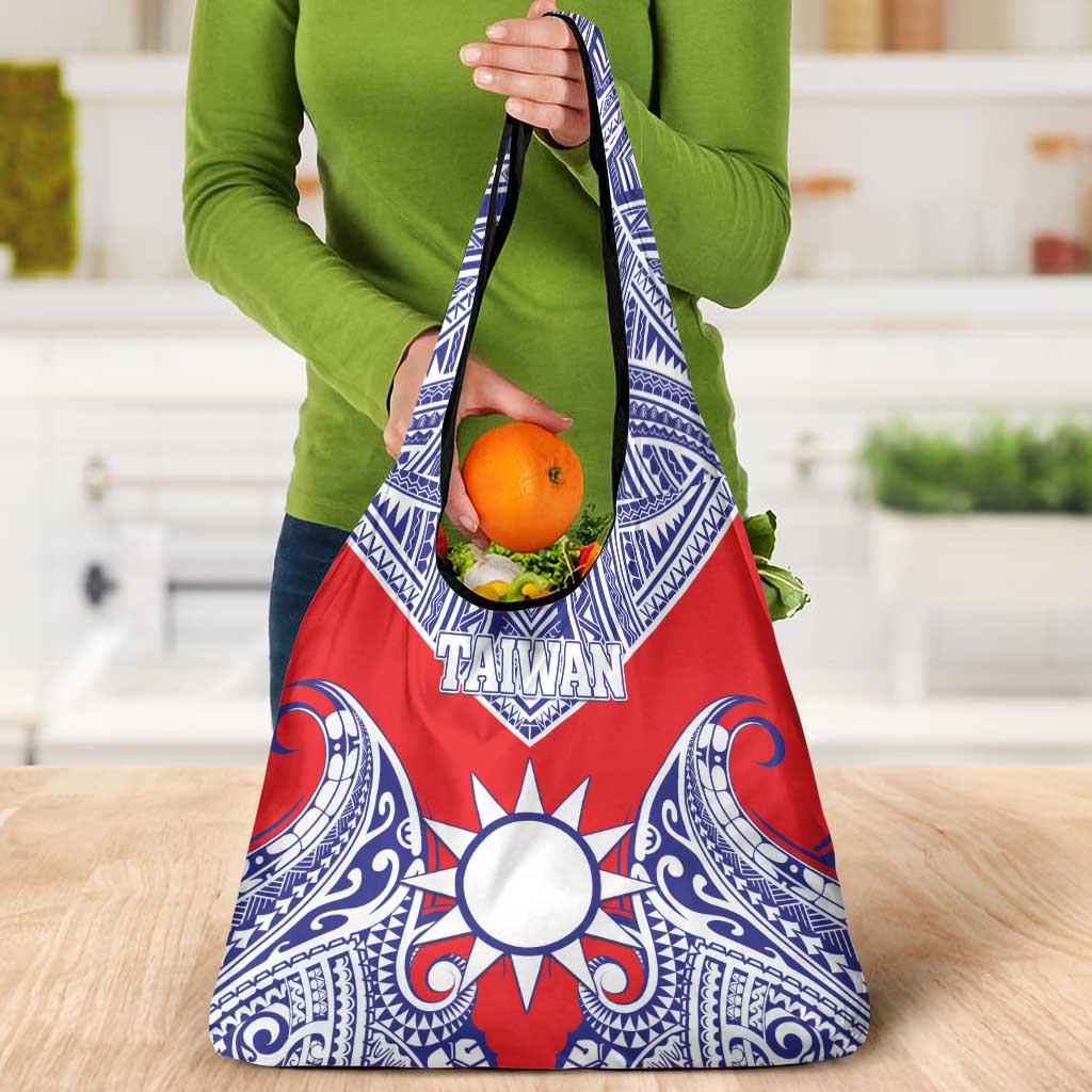 Taiwan Grocery Bag Austronesian Tribal Tattoo Red - Polynesian Pride