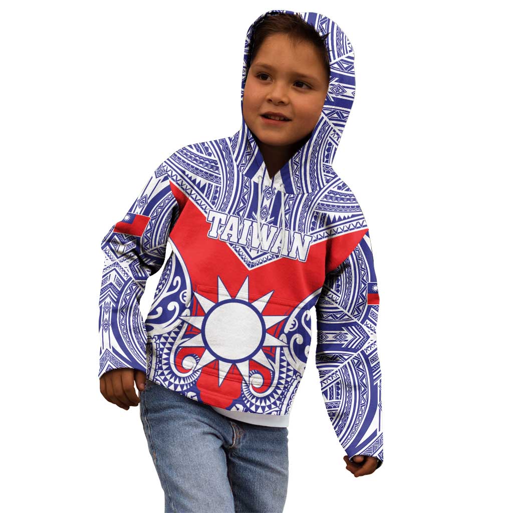Personalised Taiwan Kid Hoodie Austronesian Tribal Tattoo Red - Polynesian Pride