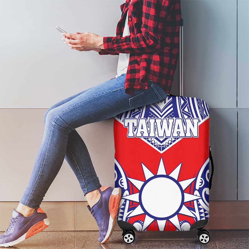 Taiwan Luggage Cover Austronesian Tribal Tattoo Red - Polynesian Pride