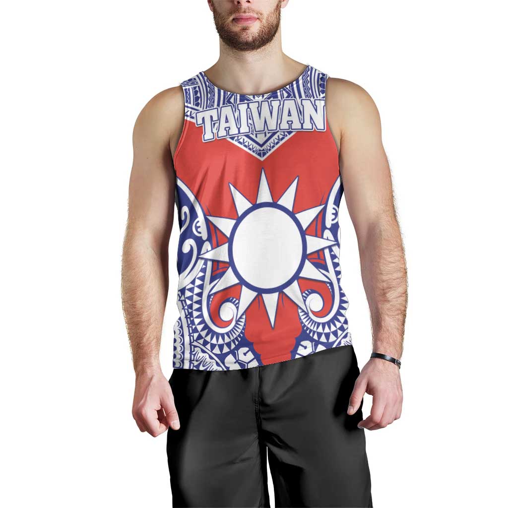 Personalised Taiwan Men Tank Top Austronesian Tribal Tattoo Red - Polynesian Pride