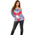 Personalised Taiwan Off Shoulder Sweater Austronesian Tribal Tattoo Red - Polynesian Pride