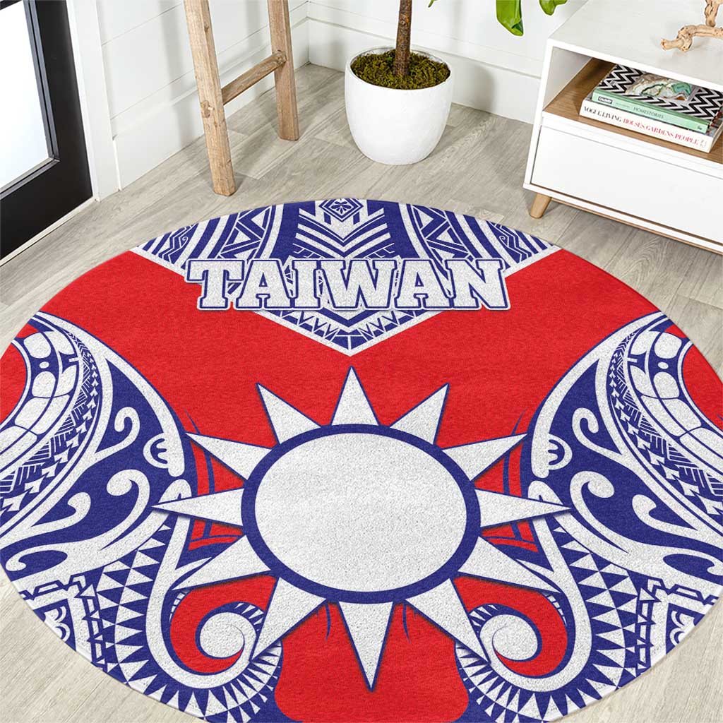 Taiwan Round Carpet Austronesian Tribal Tattoo Red - Polynesian Pride
