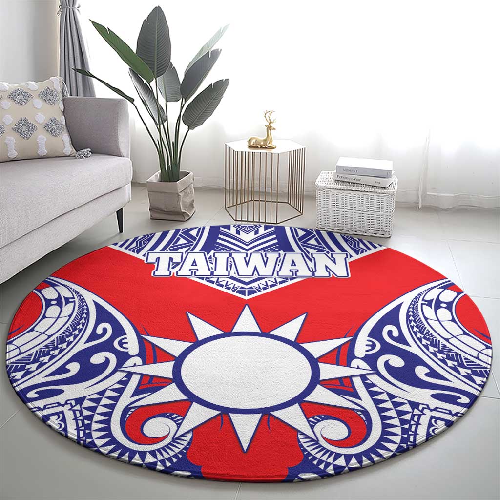 Taiwan Round Carpet Austronesian Tribal Tattoo Red - Polynesian Pride