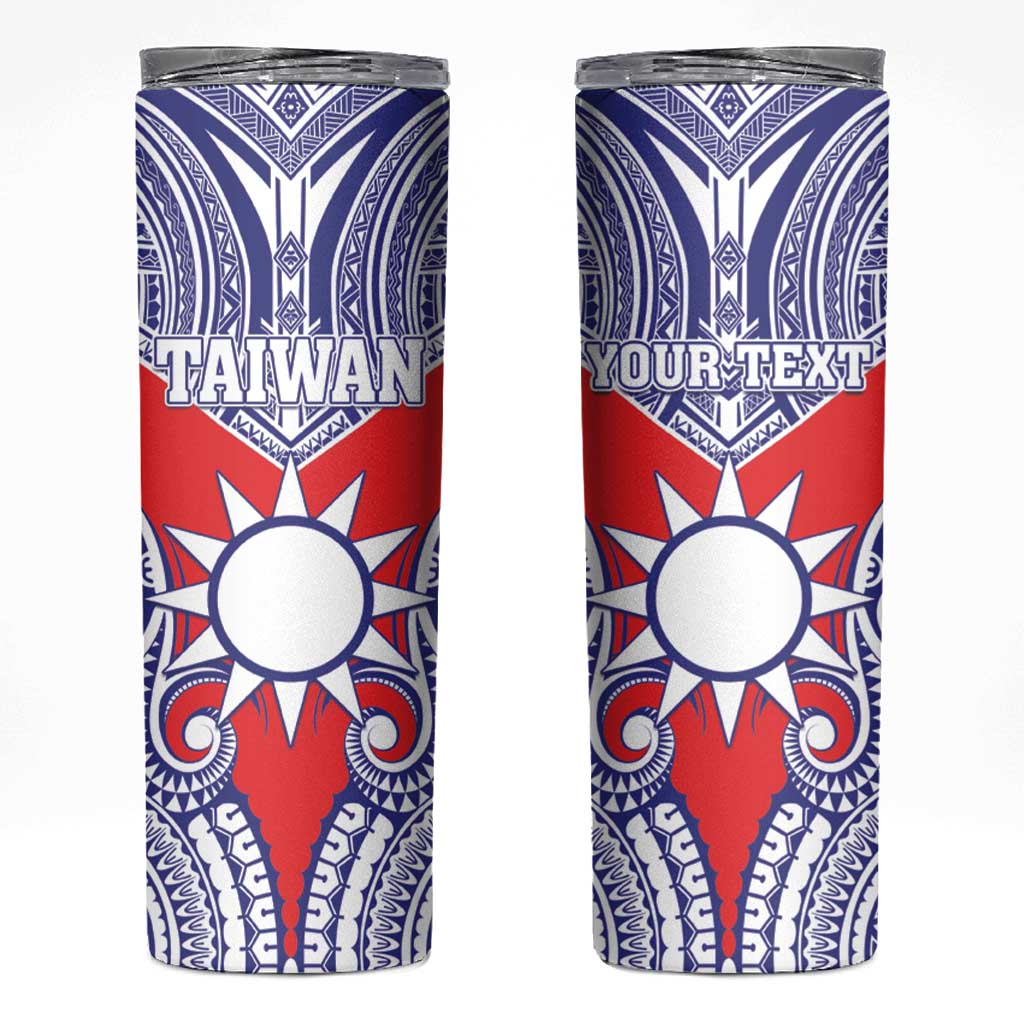 Personalised Taiwan Skinny Tumbler Austronesian Tribal Tattoo Red - Polynesian Pride