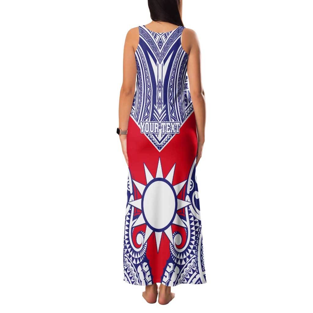 Personalised Taiwan Tank Maxi Dress Austronesian Tribal Tattoo Red - Polynesian Pride