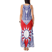 Personalised Taiwan Tank Maxi Dress Austronesian Tribal Tattoo Red - Polynesian Pride