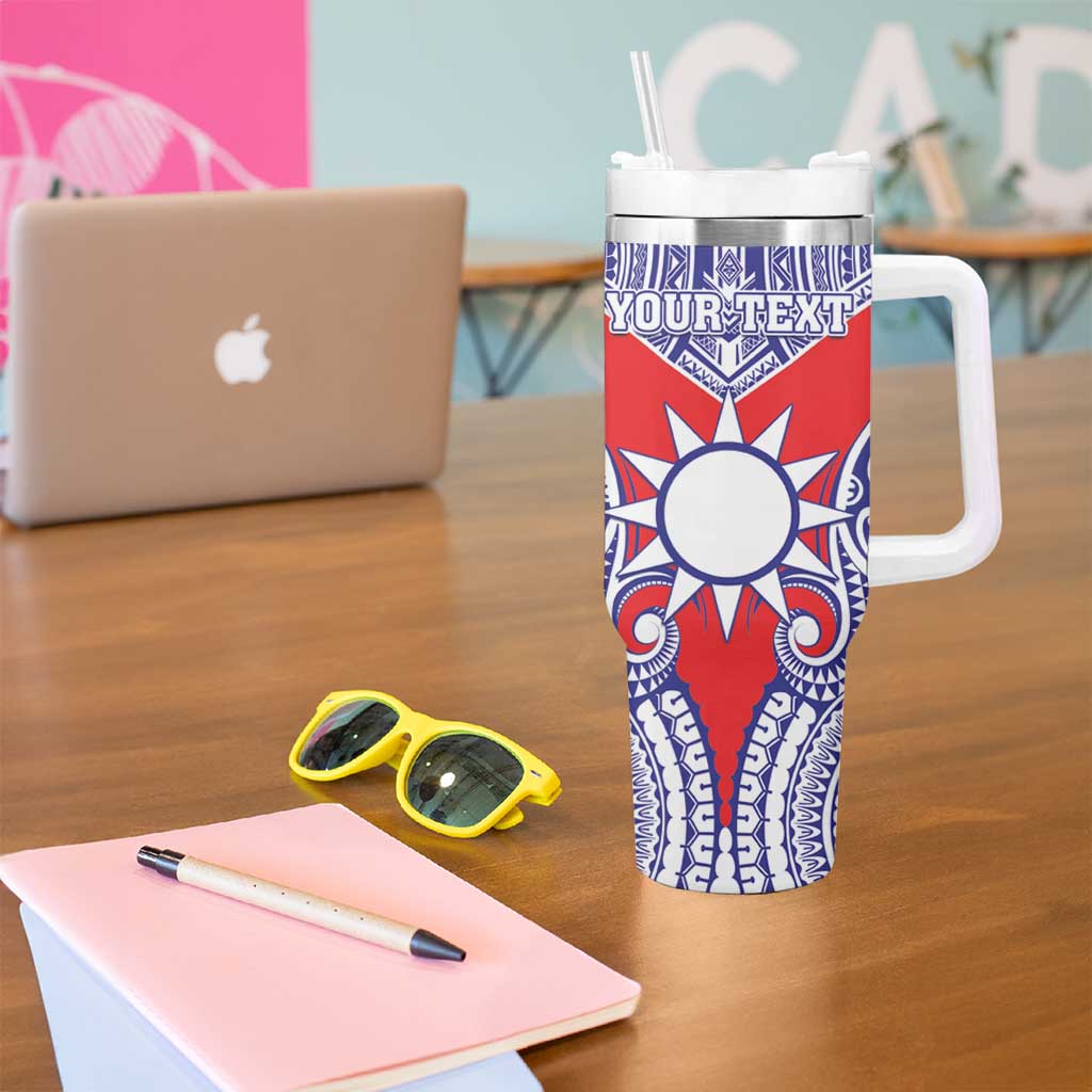 Personalised Taiwan Tumbler With Handle Austronesian Tribal Tattoo Red - Polynesian Pride