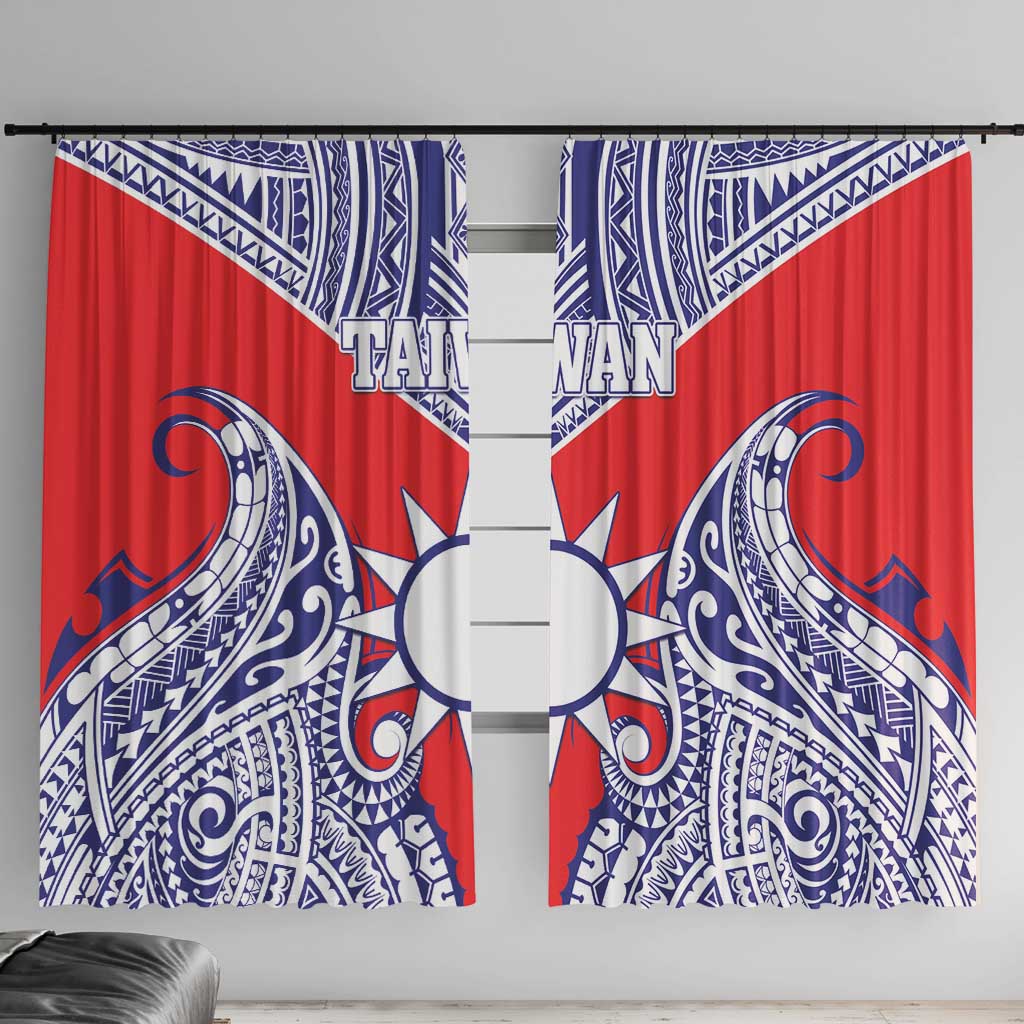 Taiwan Window Curtain Austronesian Tribal Tattoo Red - Polynesian Pride