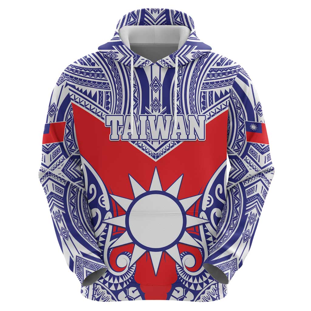 Personalised Taiwan Zip Hoodie Austronesian Tribal Tattoo Red - Polynesian Pride