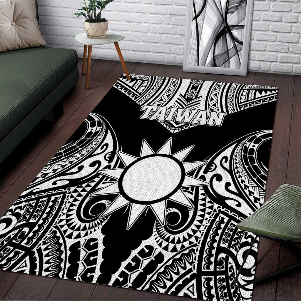 Taiwan Area Rug Austronesian Tribal Tattoo Black - Polynesian Pride