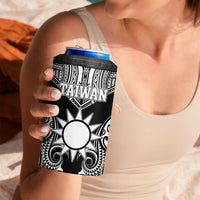 Personalised Taiwan 4 in 1 Can Cooler Tumbler Austronesian Tribal Tattoo Black - Polynesian Pride