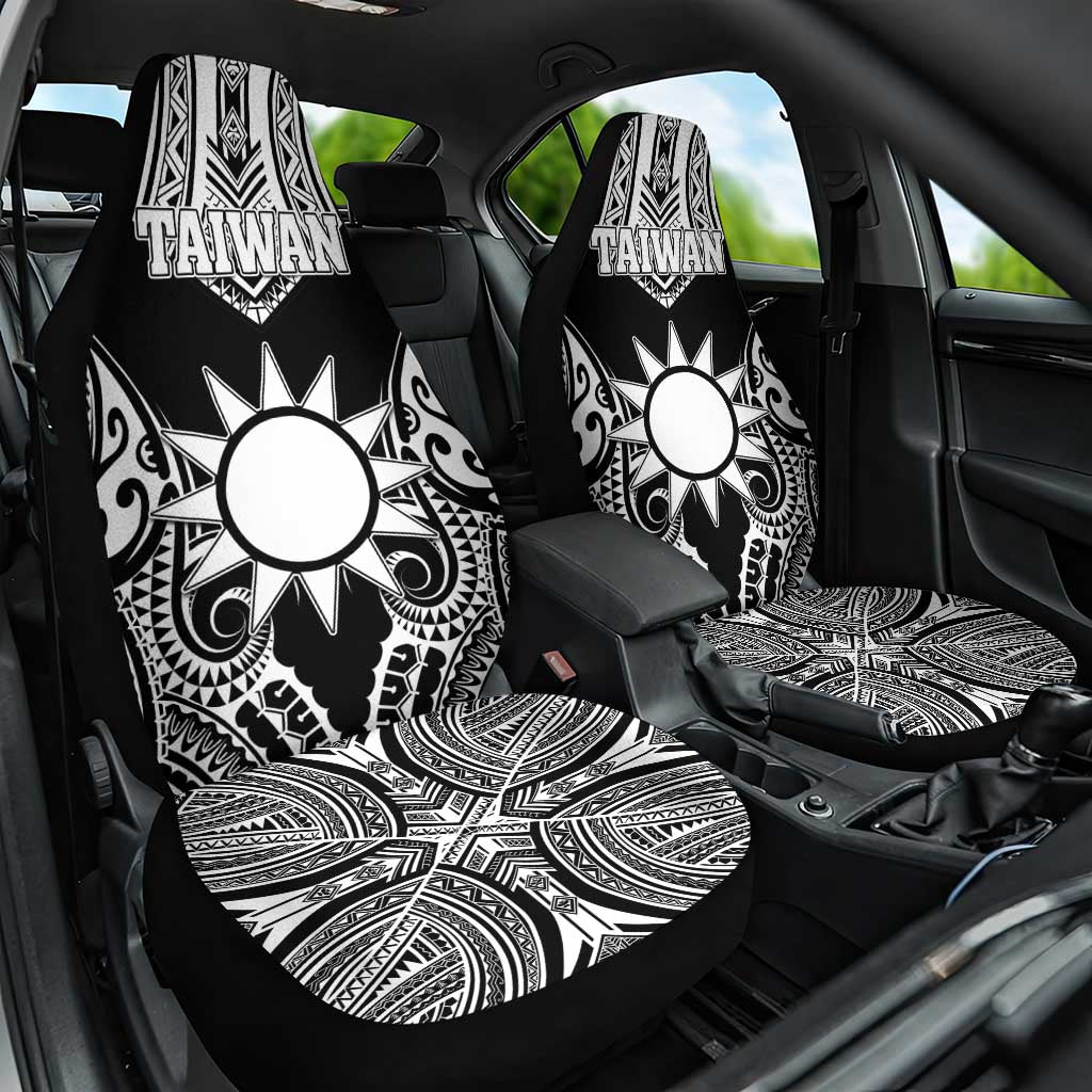 Taiwan Car Seat Cover Austronesian Tribal Tattoo Black - Polynesian Pride
