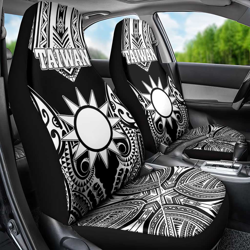 Taiwan Car Seat Cover Austronesian Tribal Tattoo Black - Polynesian Pride