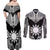 Personalised Taiwan Couples Matching Off Shoulder Maxi Dress and Long Sleeve Button Shirt Austronesian Tribal Tattoo Black - Polynesian Pride