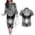 Personalised Taiwan Couples Matching Off The Shoulder Long Sleeve Dress and Hawaiian Shirt Austronesian Tribal Tattoo Black - Polynesian Pride