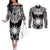 Personalised Taiwan Couples Matching Off The Shoulder Long Sleeve Dress and Long Sleeve Button Shirt Austronesian Tribal Tattoo Black - Polynesian Pride