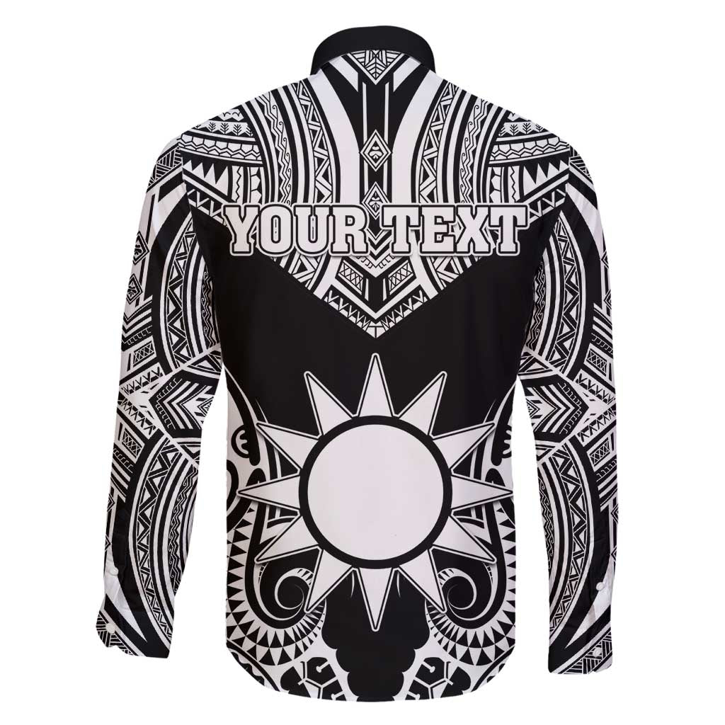 Personalised Taiwan Family Matching Long Sleeve Bodycon Dress and Hawaiian Shirt Austronesian Tribal Tattoo Black - Polynesian Pride