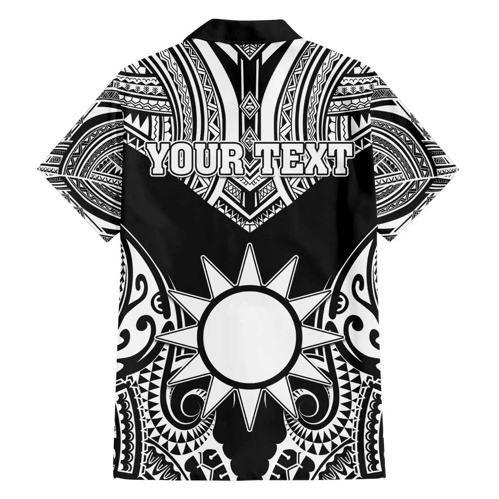 Personalised Taiwan Family Matching Puletasi and Hawaiian Shirt Austronesian Tribal Tattoo Black - Polynesian Pride