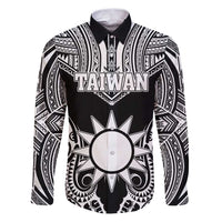 Personalised Taiwan Family Matching Puletasi and Hawaiian Shirt Austronesian Tribal Tattoo Black - Polynesian Pride