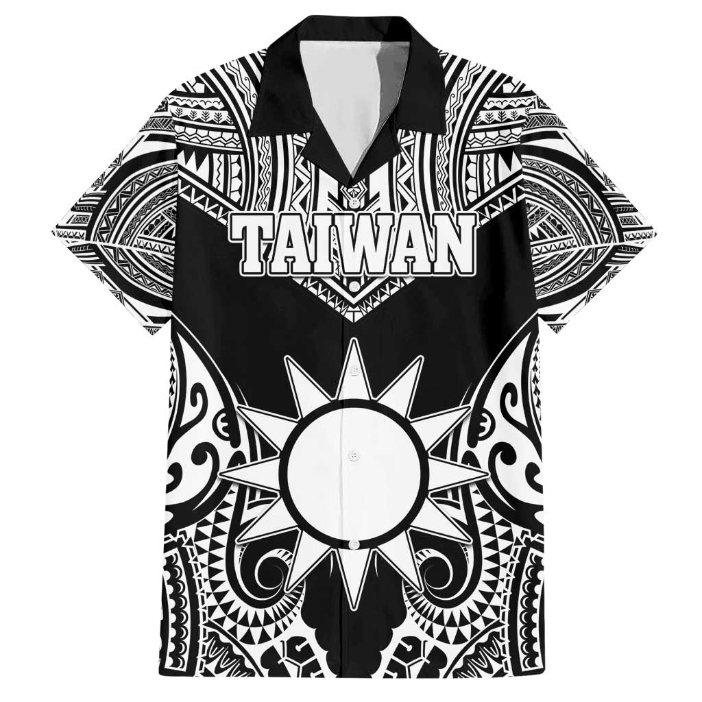Personalised Taiwan Family Matching Short Sleeve Bodycon Dress and Hawaiian Shirt Austronesian Tribal Tattoo Black - Polynesian Pride