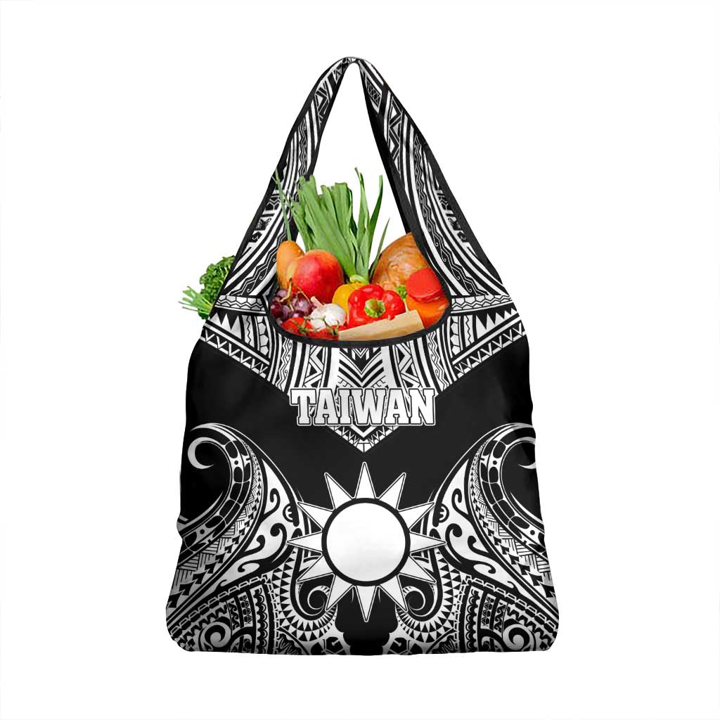 Taiwan Grocery Bag Austronesian Tribal Tattoo Black - Polynesian Pride