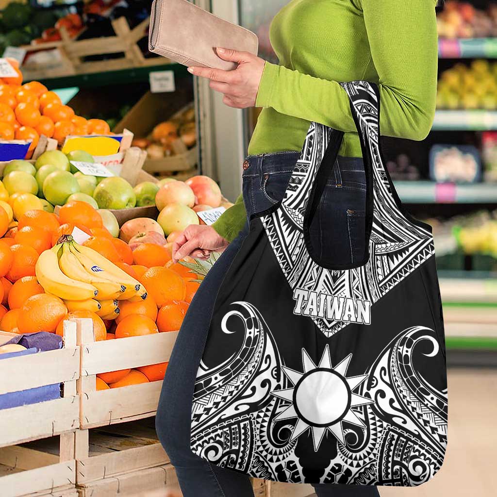 Taiwan Grocery Bag Austronesian Tribal Tattoo Black - Polynesian Pride