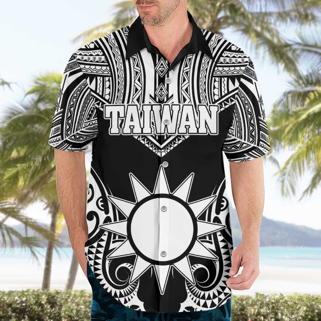 Personalised Taiwan Hawaiian Shirt Austronesian Tribal Tattoo Black - Polynesian Pride