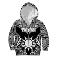 Personalised Taiwan Kid Hoodie Austronesian Tribal Tattoo Black - Polynesian Pride