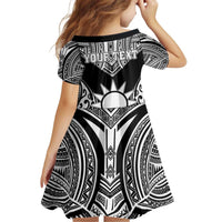 Personalised Taiwan Kid Short Sleeve Dress Austronesian Tribal Tattoo Black - Polynesian Pride