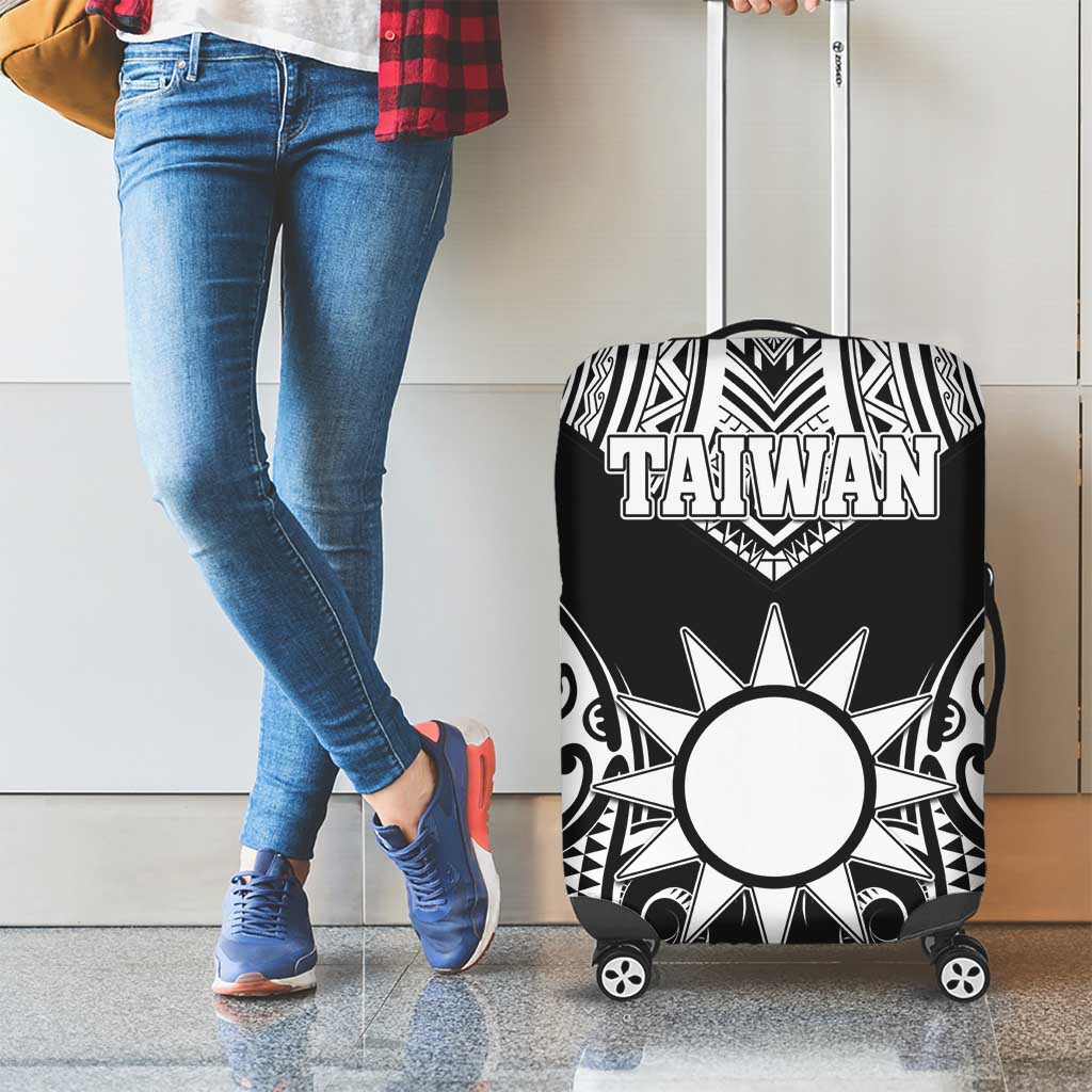 Taiwan Luggage Cover Austronesian Tribal Tattoo Black - Polynesian Pride