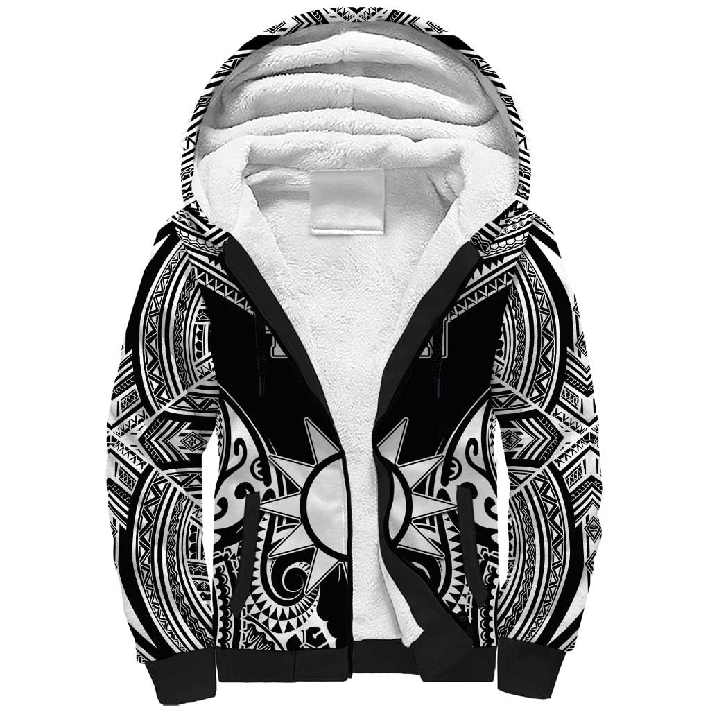 Personalised Taiwan Sherpa Hoodie Austronesian Tribal Tattoo Black - Polynesian Pride