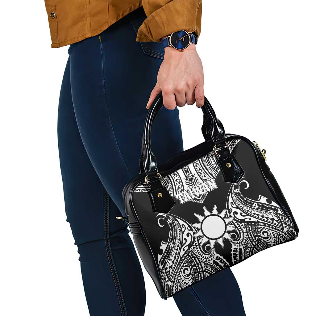 Taiwan Shoulder Handbag Austronesian Tribal Tattoo Black - Polynesian Pride