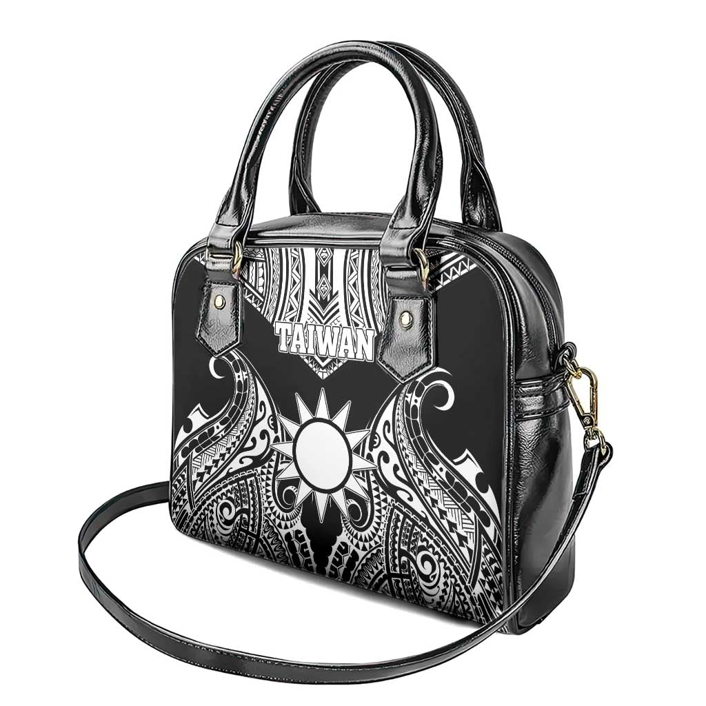 Taiwan Shoulder Handbag Austronesian Tribal Tattoo Black - Polynesian Pride