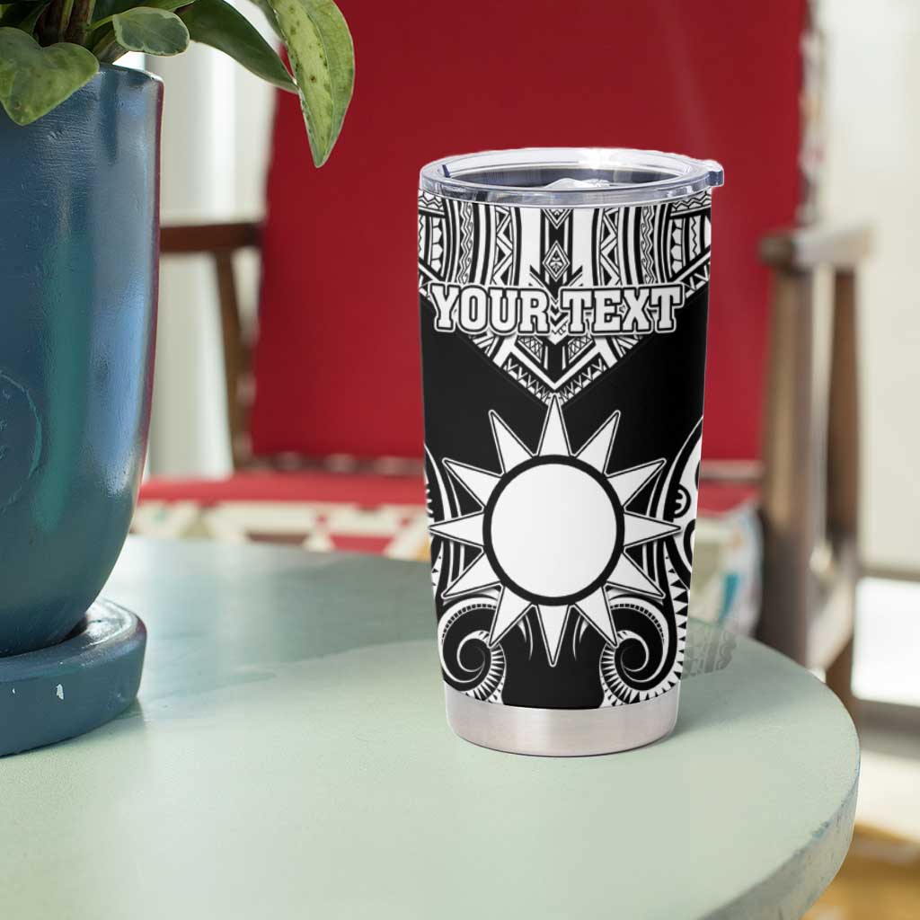 Personalised Taiwan Tumbler Cup Austronesian Tribal Tattoo Black - Polynesian Pride