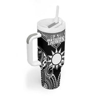 Personalised Taiwan Tumbler With Handle Austronesian Tribal Tattoo Black - Polynesian Pride