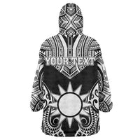 Personalised Taiwan Wearable Blanket Hoodie Austronesian Tribal Tattoo Black - Polynesian Pride