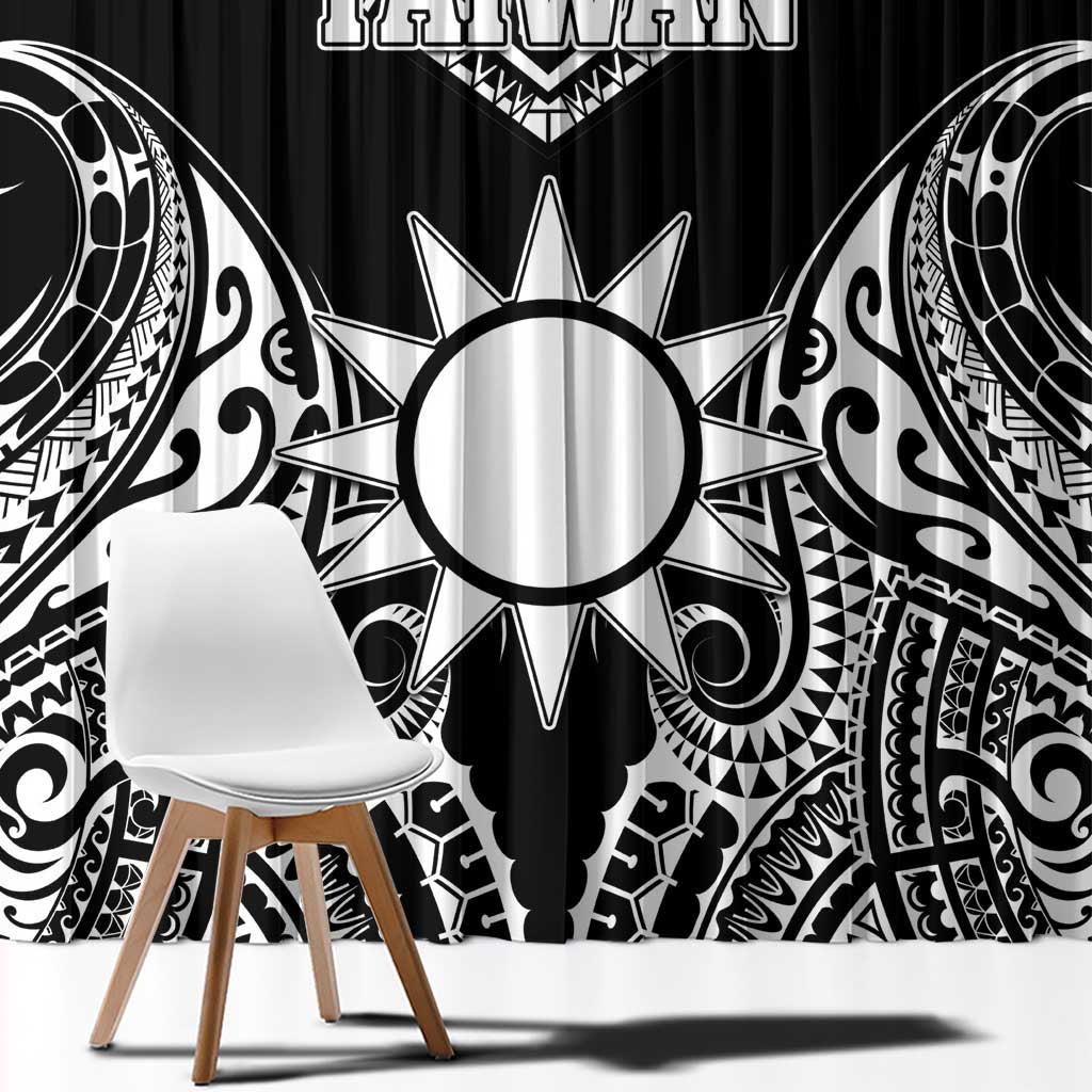 Taiwan Window Curtain Austronesian Tribal Tattoo Black - Polynesian Pride