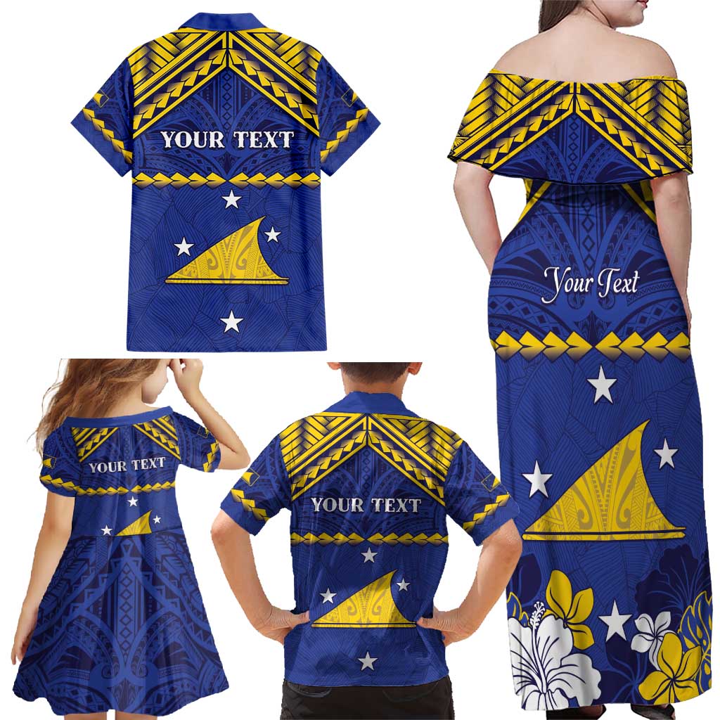 Personalised Tokelau Happy Tokehega Day Family Matching Off Shoulder Maxi Dress and Hawaiian Shirt Polynesian Tribal Tattoo